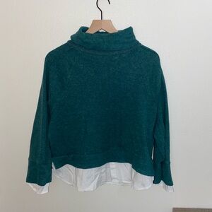 Teal Women's Sweater with Layered Look